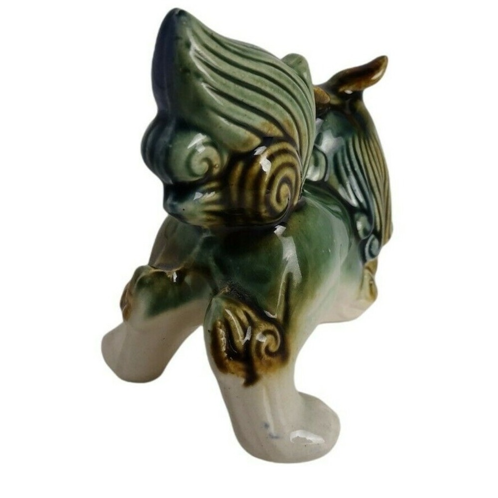 Vintage Ceramic Foo Dog Over 60 Yrs Old Green ~ Excellent Condition! Incense? - Picture 7 of 7